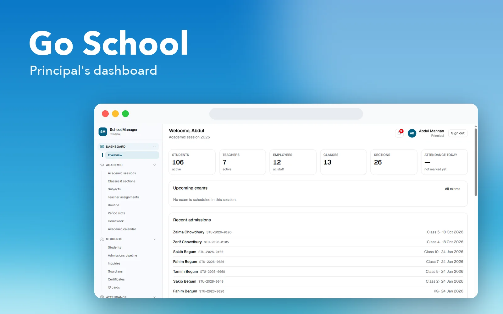 Go School: the principal's dashboard