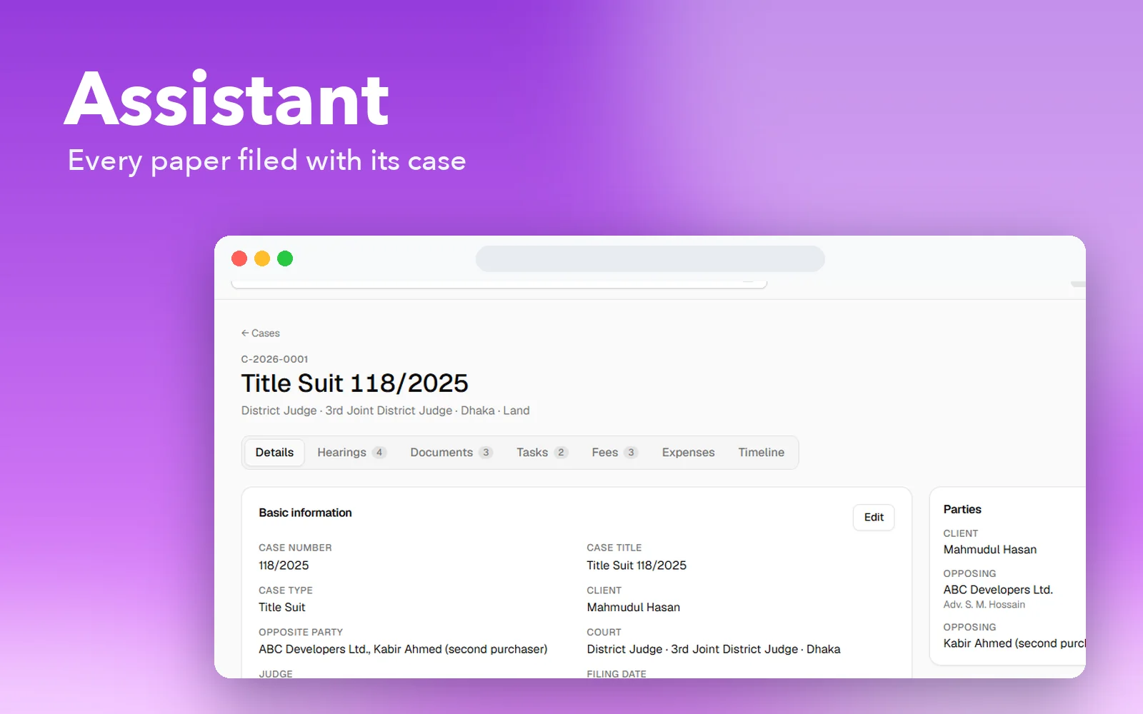 Assistant: a case file close up