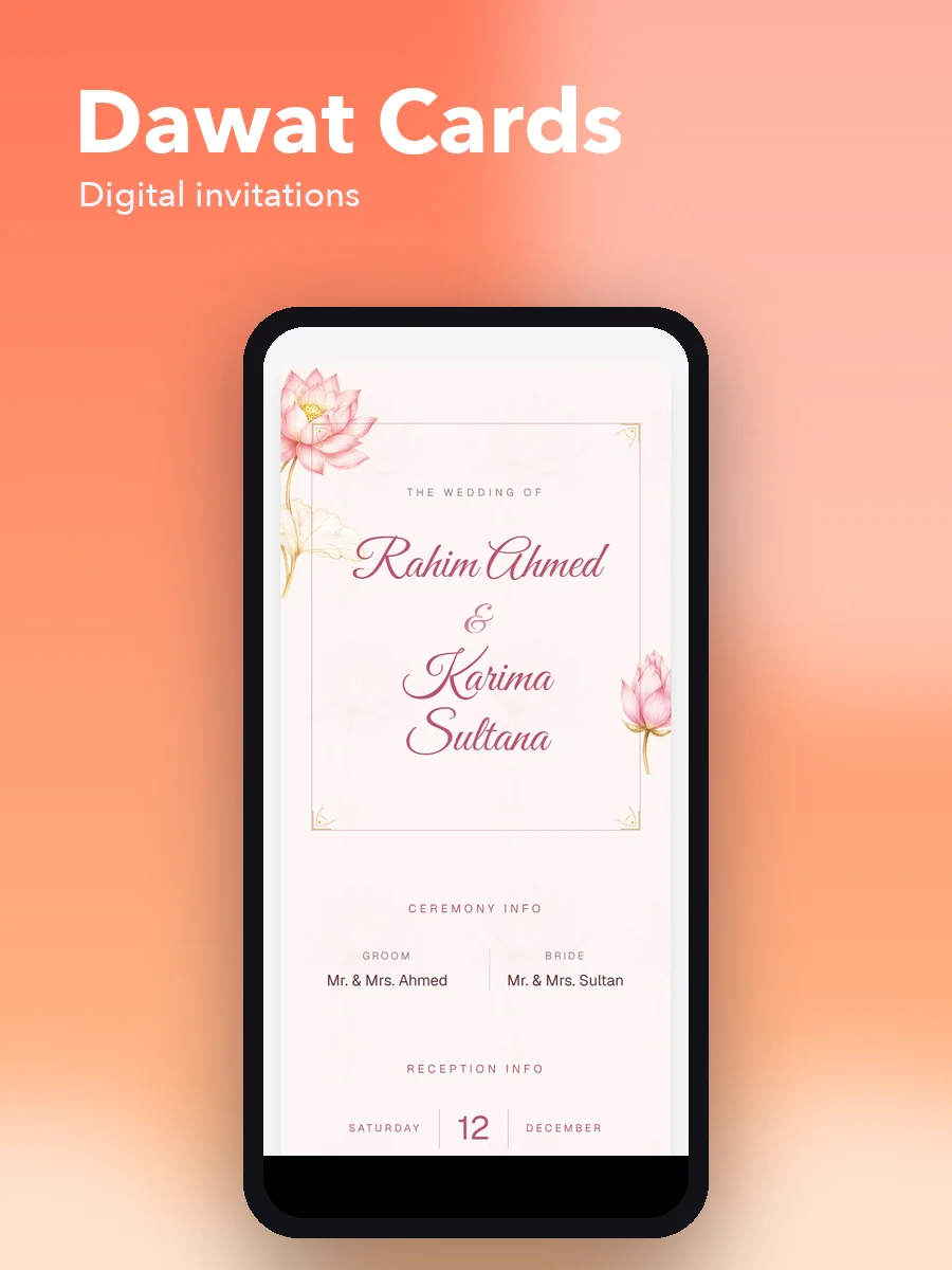 Dawat Cards: a digital invitation on a phone